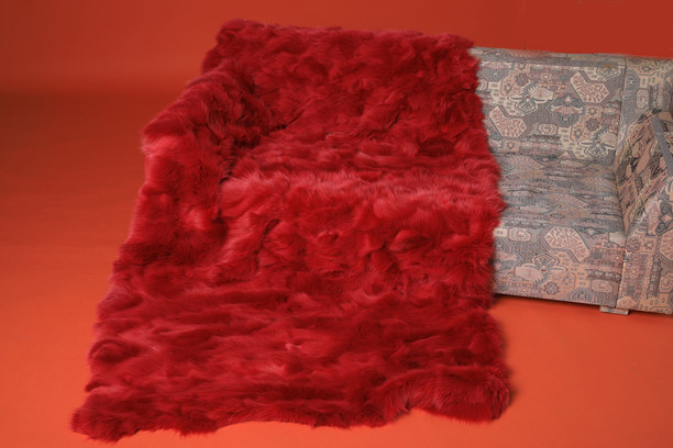 Bright Red Fox Fur Blanket Throw