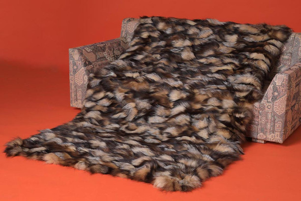 sectional crystal fox fur throw