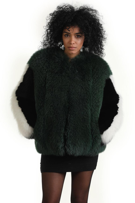 green black white fox fur jacket green black white fox fur jacket