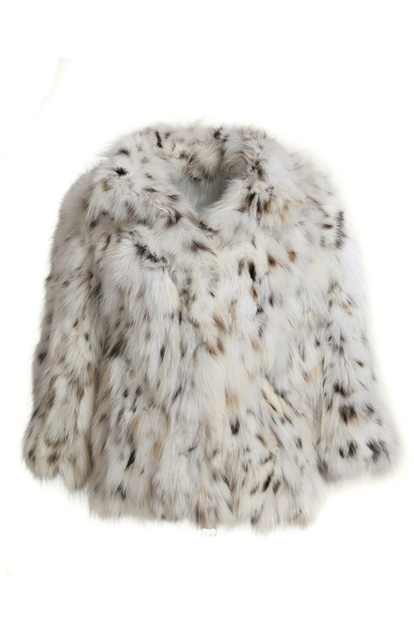 white belly lynx fur jacket front view