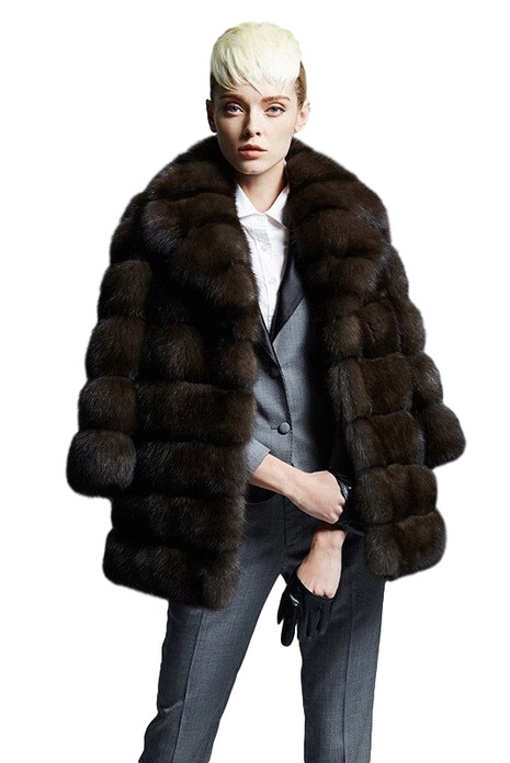 russian sable fur coat with shawl collar 