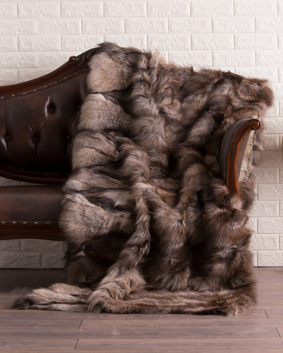 Crystal  Fox  Fur Fur Blanket Throw Cover HalfskIns