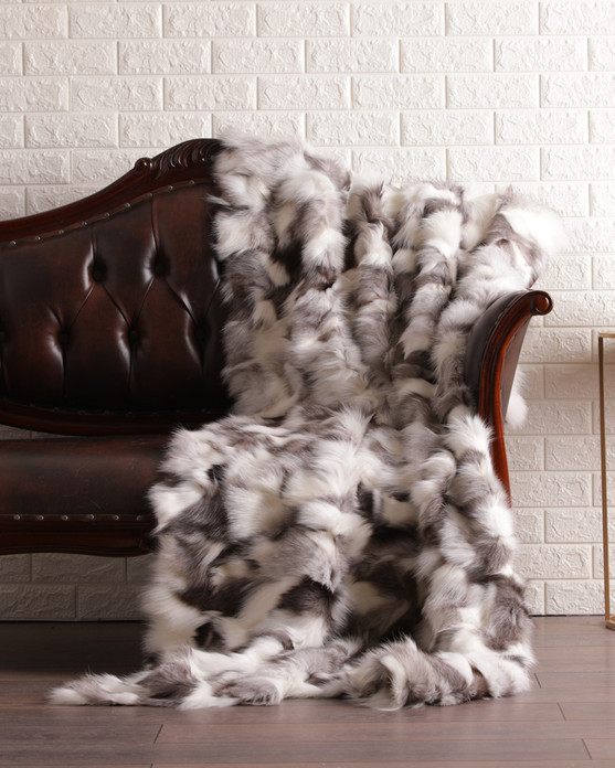 Platinum Fox Fur Fur Blanket Throw Cover Platinum Fox Fur Fur Blanket Throw Cover