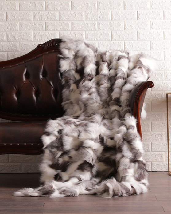 Platinum Fox  Fur Fur Blanket Throw Cover