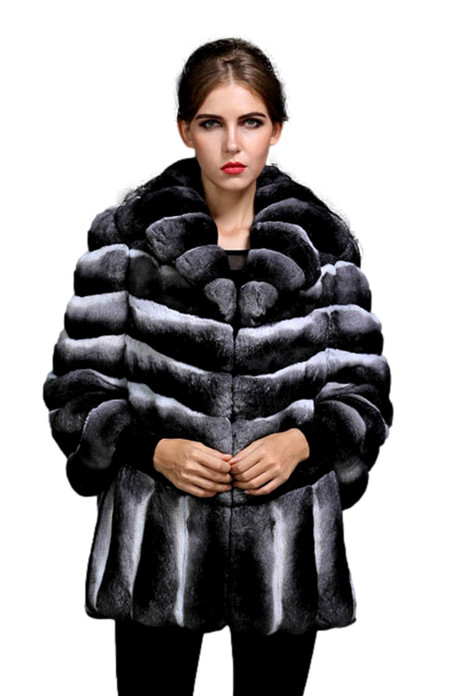 chinchilla fur coat with wide bottom sweep