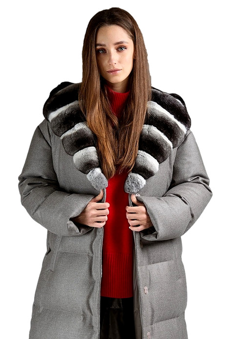 Long Down Coat Chinnchilla Trim Freya