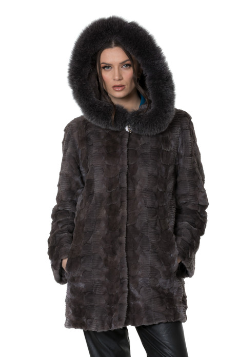 Sapphire Sculpted Mink Fur Coat 