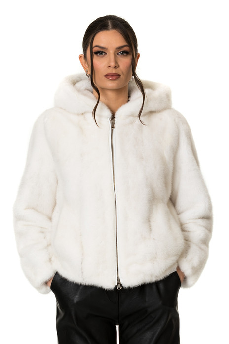White Mink Hooded Coat Mette