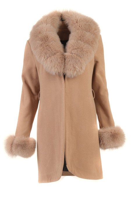 Beige Cashmere Fox Coat  Shyla SIZES S/M