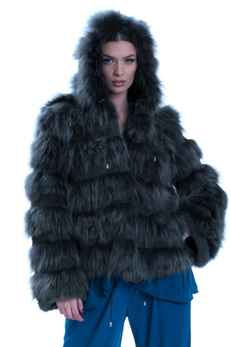 Green Hooded Fox Coat Nafeesa Size XS/S/M Green Hooded Fox Coat Nafeesa Size XS/S/M