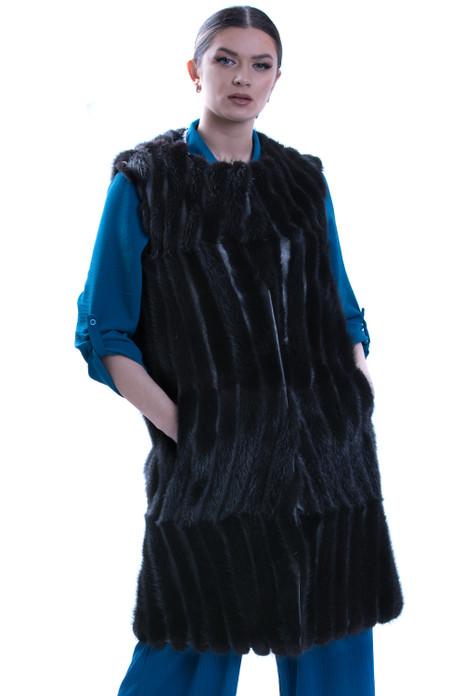 Long Black Mink Vest  