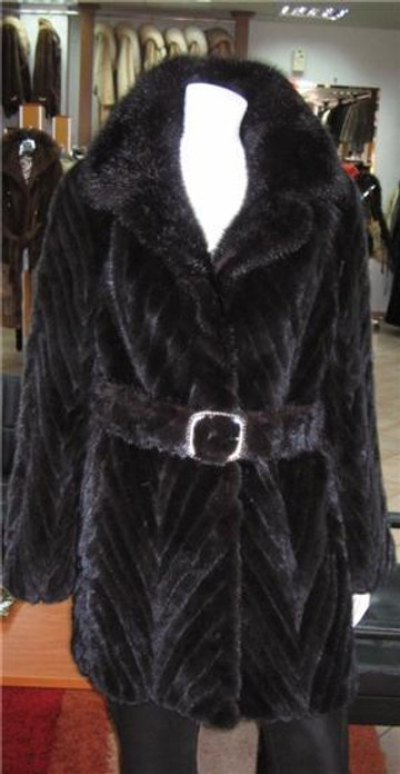 Black Mink Fur Coat knee Length Belt size XXL Black Mink Fur Coat knee Length Belt size XXL