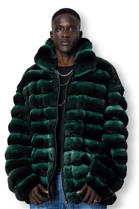 Men's Green Chinchilla Bomber Men's Green Chinchilla Bomber