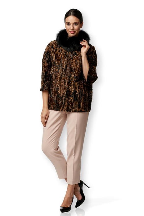 Bronze Persian Jacket Lamb Fox Collar Cropped Sleeves Bronze Persian Jacket Lamb Fox Collar Cropped Sleeves