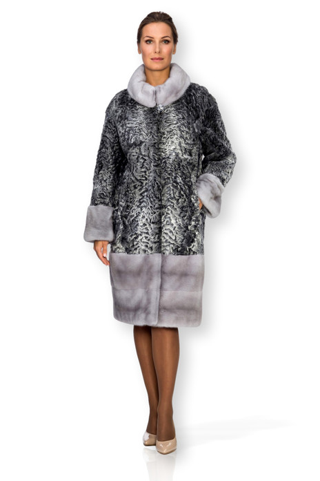 Gray Persian Mink Coat SAPPHIRE Mink Skirt Collar and cuffs Knee Length Front Gray Persian Mink Coat SAPPHIRE Mink Skirt Collar and cuffs Knee Length Front