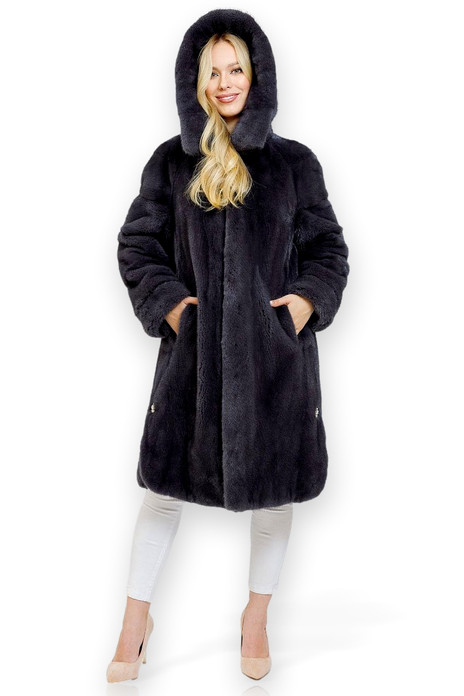 navy mink hooded coat three quarter length navy mink hooded coat three quarter length