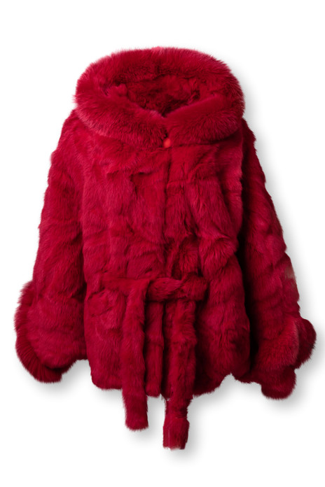 Red Rex Hooded Fur Cape Belt Red Rex Hooded Fur Cape Belt