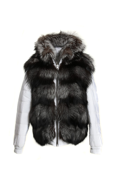 White Fur Lined Hooded Parka | SKANDINAVIK FUR