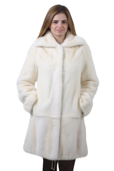 pearl mink fur coat drawstrings