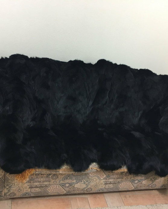 Black Fox Fur Blanket & Throw Sectional