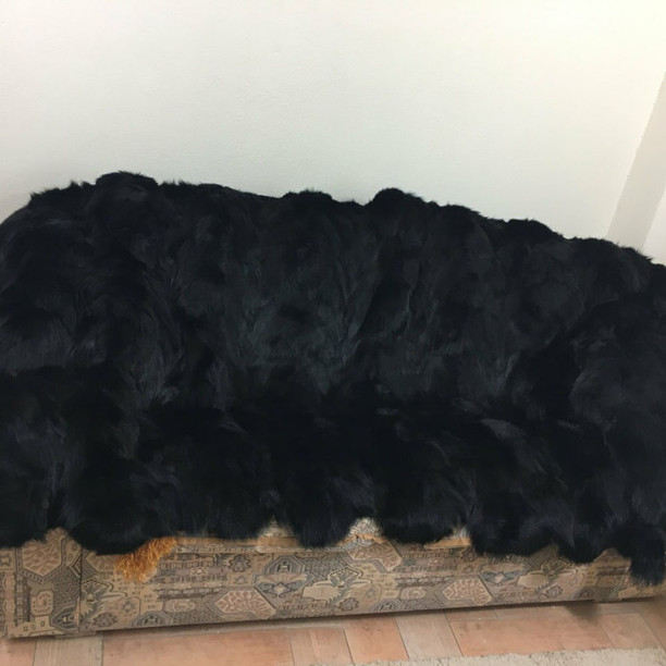 Black Fox Fur Blanket & Throw Sectional Paws Black Fox Fur Blanket & Throw Sectional Paws