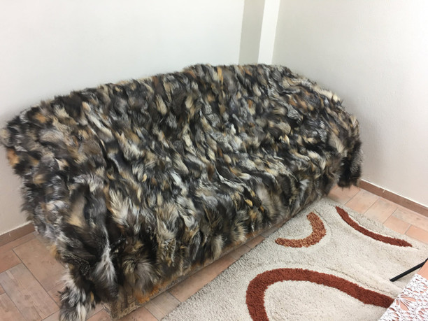 Cross Fox Fur Blanket sectional