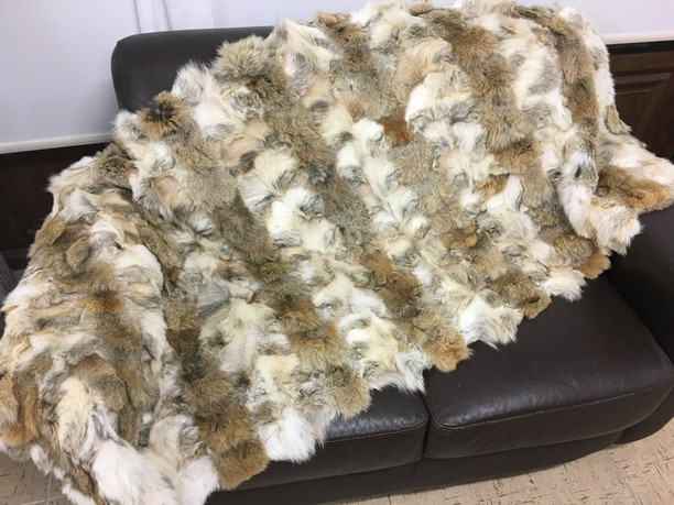 light brown coyote fur blanket sectional