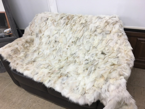 white coyote  fur blanket throw sectional