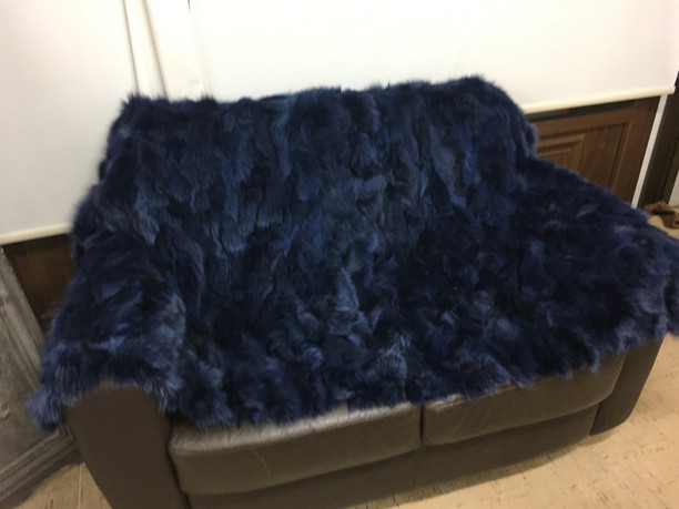 Navy Blue Fox Fur Blanket Throw sectional