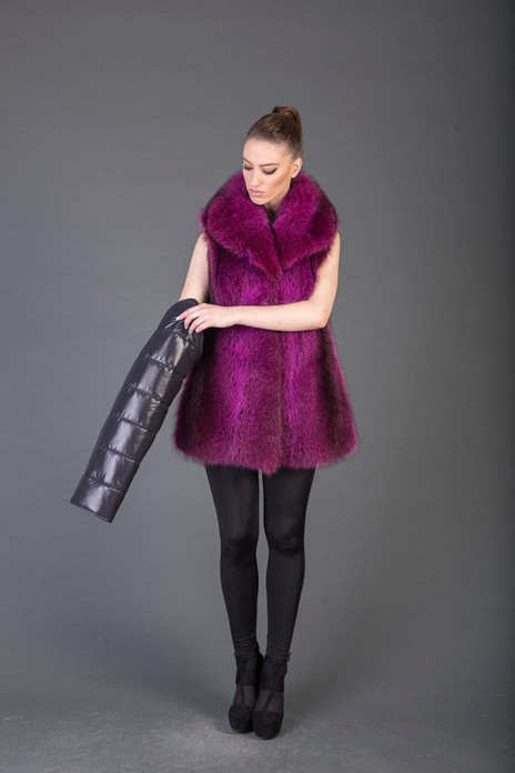 fuchsia  Racoon Fur coat