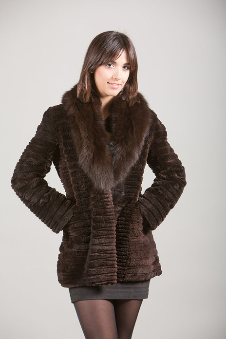 Sheared Beaver Fur Brown Jacket