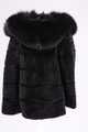 Black Sculpted Beaver Fur Jacket Hooded