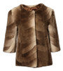 Brown Beaver Fur Jacket Sheared 3/4 Sleeves Collarless  ghost mannequin