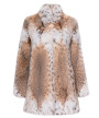 lynx fur coat mid-hip length , fit in waist , sewed with white lynx fur on collar , chest height and bottom sweep