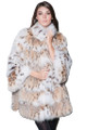 lynx fur coat with all white lynx fur rounded collar and bell bottom sleeves , skins sewed horizontally