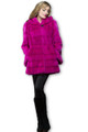 Neon Pink Mink Fur Coat Hooded