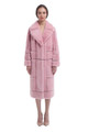 sheared Pink Mink Fur Coat on model with geometric lines