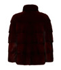 Burgundy Mink fur coat stand up collar  rear view