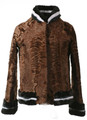 Brown Persian Lamb Fur Jacket with Mink Trim