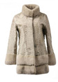 Light beige Swakara Lamb Fur Coat with Mink Skirt