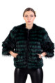 Green Raccoon  Fur Jacket Cropped