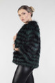 Green Raccoon  Fur Jacket Cropped