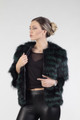 Green Raccoon  Fur Jacket Cropped