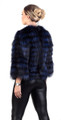 Blue Black   Raccoon  Fur Jacket Cropped Sleeves