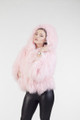 Pink  Mongolian Lamb Fur Coat Hood
