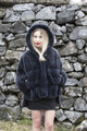 Navy Mink Fur Jacket Hooded