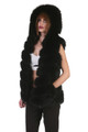 Black Fox Fur Vest Hooded