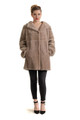 Light Brown Beaver Hooded Fur Coat