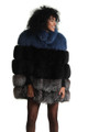 blue black and silver fox fur cape