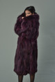 Purple Fox Fur Coat 4/5 length